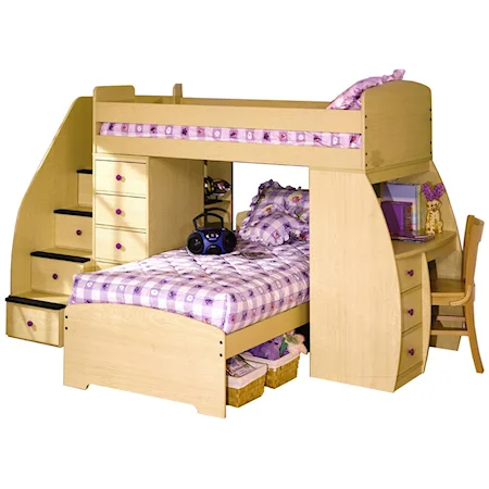 Twin Over Twin Bunk Bed with Desk & Chest